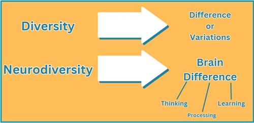 Image demonstrating the difference between diversity and neurodiversity